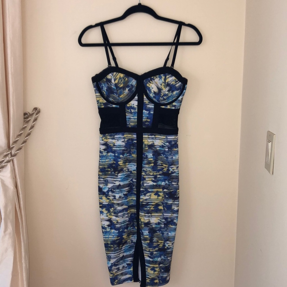 Bodycon Printed Midi Dress Watercolor Club